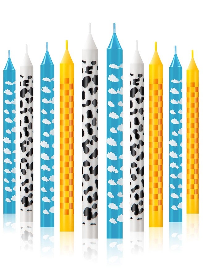 Conelist 18 Pcs Game Birthday Candles Cartoon Cake Toppers Blue Sky White Cloud Cow Chess Grid Pillar Rocket Cupcake Candles for Cartoon Themed Birthday Party Decorations Supplies - Image 1